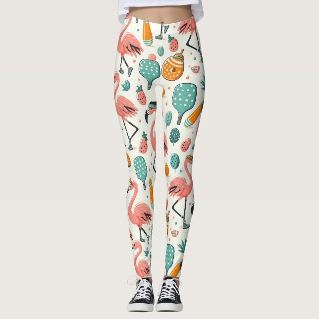 Tropiskt Pickleball Play Leggings (Framsida)