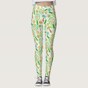Tropiskt piller med Bollar i Grönt och Orange Leggings