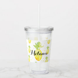 Tropiskt Pineapple Konfettimönster Namn  Take Away Mugg