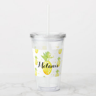 Tropiskt Pineapple Konfettimönster Namn Take Away Mugg
