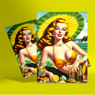 Tropiskt Pinup för vintage Vykort