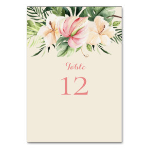 Tropiskt Plumeria & Flamingo Lily Bordskort