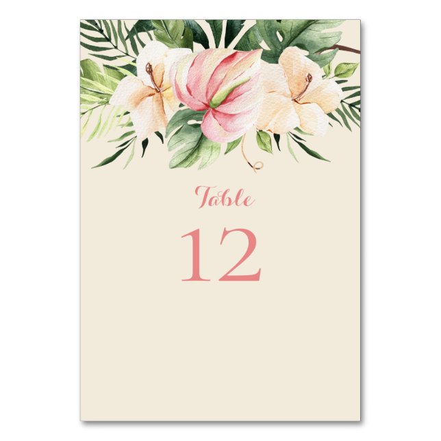 Tropiskt Plumeria & Flamingo Lily Bordskort (Framsidan)