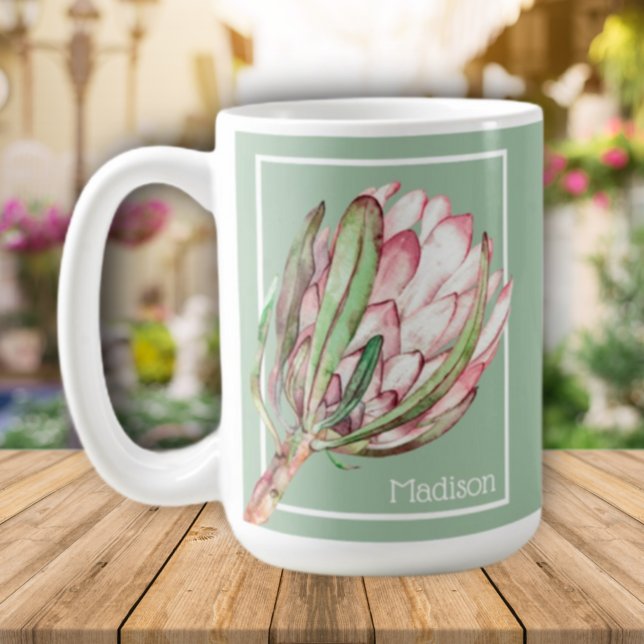 Tropiskt proteblomma på Grönt Kaffemugg (Skapare uppladdad)
