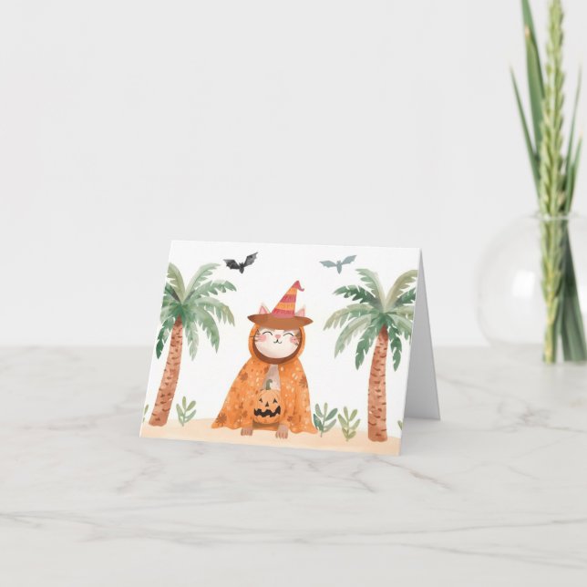 Tropiskt Pumpkin Tassar - Cute Halloween-kort Tack Kort (Framsida)
