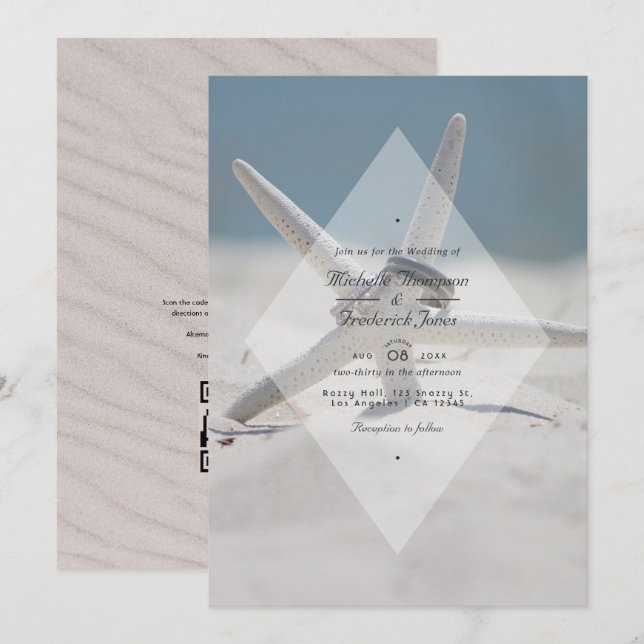 Tropiskt QR-kod för sommarsäck OSA Bröllop Inbjudningar (Fram/baksida)