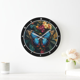 Tropiskt radians" - Blue Butterfly Stor Klocka