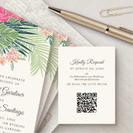 Tropiskt Rattan RSVP QR Bröllop Tilläggskort