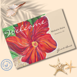 Tropiskt Red Hibiscus Blommigt Vacation Home Renta Gästböcker
