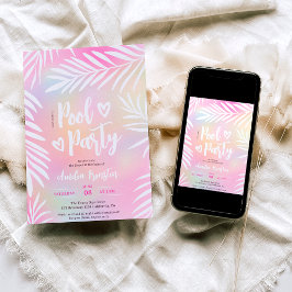 Tropiskt regnbåge handflatan bassäng party Sweet 1 Inbjudningar