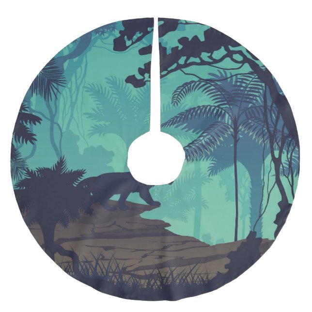 Tropiskt regnskog, jaguar kvällsbakgrund. julgransmatta borstad polyester (Framsidan)