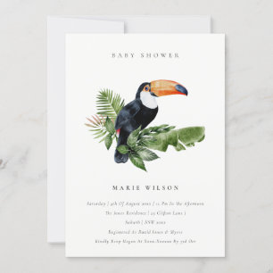 Tropiskt regnskogs Toucan Baby Shower Inbjudan