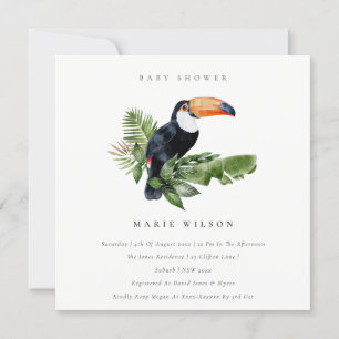 Tropiskt regnskogs Toucan Baby Shower Inbjudan