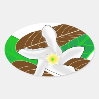Tropiskt regnskogsblomma ovalt klistermärke