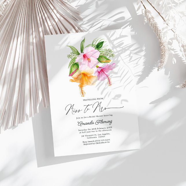 Tropiskt Resande Från Fröken till Mrs Bröllopsfest Inbjudningar (Tropical Traveling From Miss to Mrs Bridal Shower Invitation)