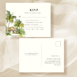 Tropiskt resmål Elegant RSVP-svar Meddelande Vykort