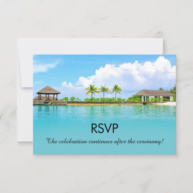 Tropiskt resmål resort strand bröllop RSVP Inbjudningar (Framsida)