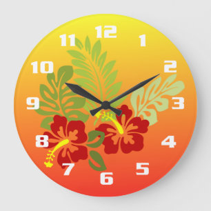 Tropiskt retreat inspirerad design Hibiscus & Suns Stor Klocka