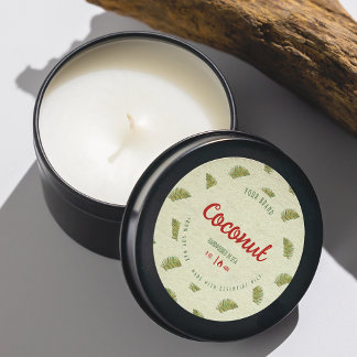 Tropiskt Retro Löv Circle Candle Burk-märke Runt Klistermärke