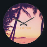 Tropiskt Retro Round Wall Clock - Ötid Stor Klocka<br><div class="desc">begränsad upplagskonstruktion handflatan träd vid urkopplat väggur</div>
