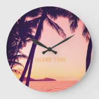 Tropiskt Retro Round Wall Clock - Ötid