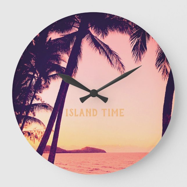 Tropiskt Retro Round Wall Clock - Ötid Stor Klocka (Framsida)