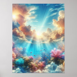 Tropiskt rev med solstrålar poster