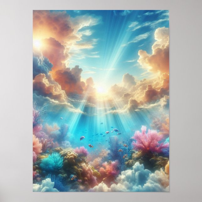 Tropiskt rev med solstrålar poster (Framsidan)