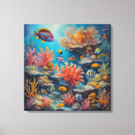 Tropiskt rev - Utskrift av arbetsytekonst Canvastryck