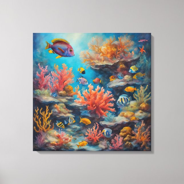 Tropiskt rev - Utskrift av arbetsytekonst Canvastryck (Framsida)