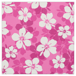 Tropiskt rödviolett vit Hibiscus Flower Mönster Tyg