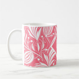 Tropiskt Rosa Blommönster Diamond Monogram Kaffemugg