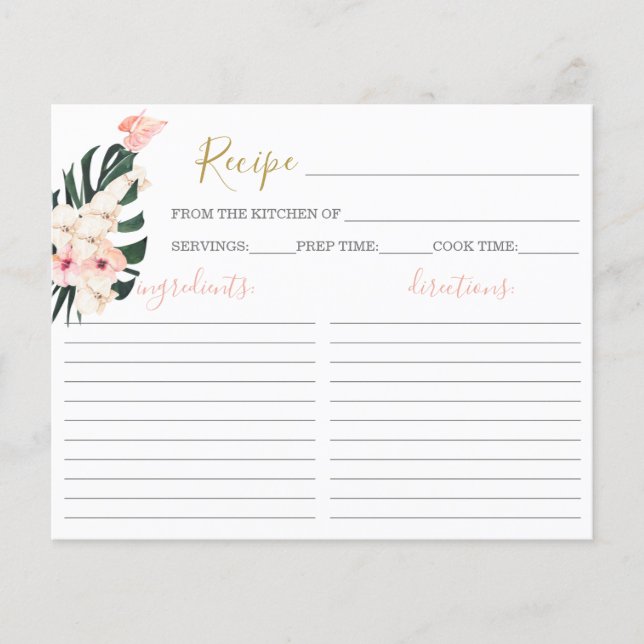 Tropiskt Rosa Bröllopsfest Receptkort (Framsida)