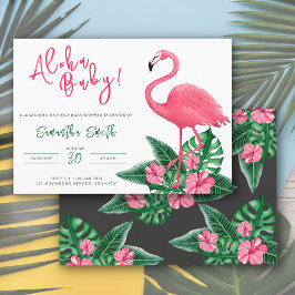 Tropiskt Rosa Flamingo Aloha Baby Shower Inbjudningar