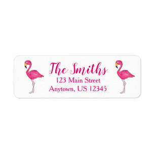 Tropiskt Rosa Flamingo Bird Address Label Returadress Etikett