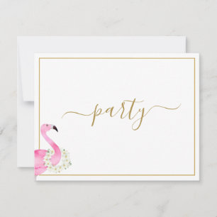 Tropiskt Rosa Flamingo Blommigt Reception Party Inbjudningar