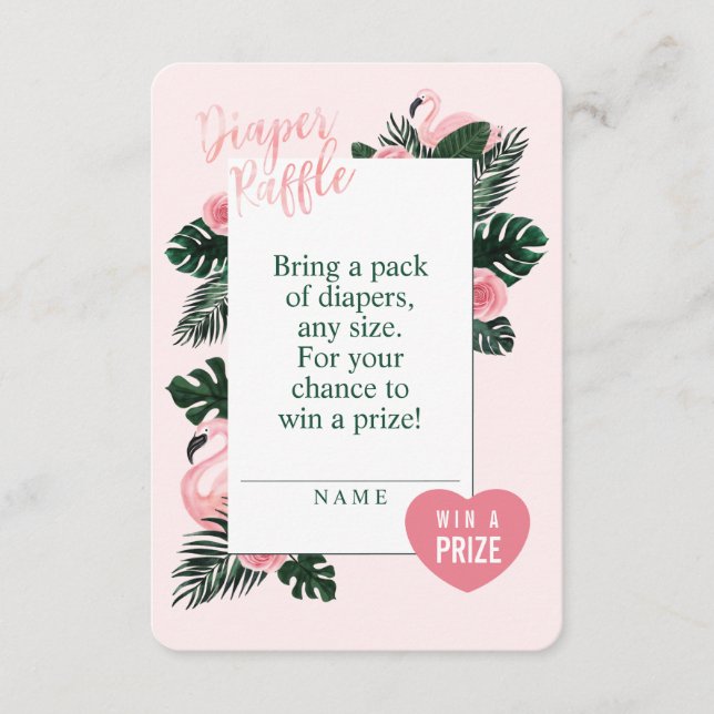 Tropiskt Rosa Flamingo Diaper Raffle-hölje Tilläggskort (Framsida)