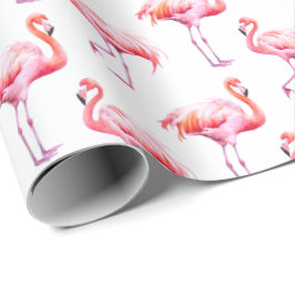 Tropiskt Rosa Flamingo i vattenfärg Presentpapper