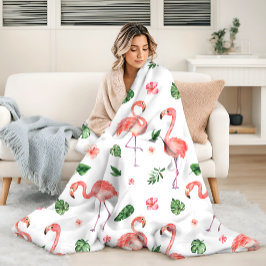 Tropiskt Rosa Flamingo Pattern Fleecefilt