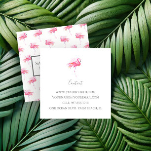 Tropiskt Rosa Flamingo Pattern Fyrkantigt Visitkort