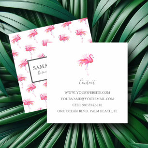 Tropiskt Rosa Flamingo Pattern Fyrkantigt Visitkort