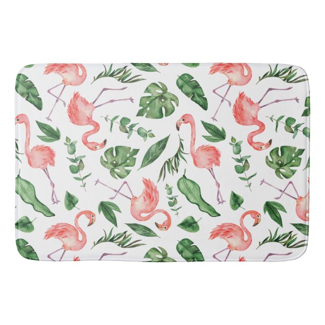 Tropiskt Rosa Flamingo Pattern v2 Bathroom Badrumsmatta (Framsidan)