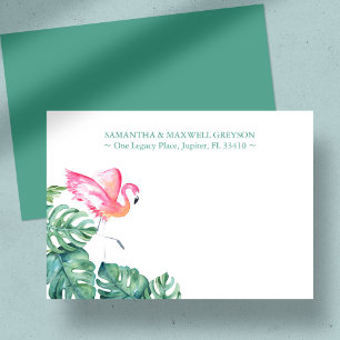 Tropiskt Rosa Flamingo Personlig Stationery Anteckningskort
