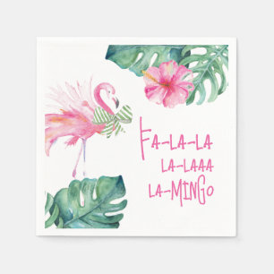 Tropiskt Rosa Flamingo Watercolor jul Pappersservett