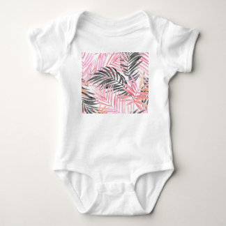 Tropiskt Rosa Grönt Löv Vattenfärg T Shirt