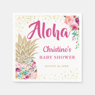 Tropiskt rosa guld- ananasbaby showerpapper pappersservett