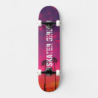 Tropiskt Rosa Lila Beach Sunset Namn Mini Skateboard Bräda 18,5 Cm