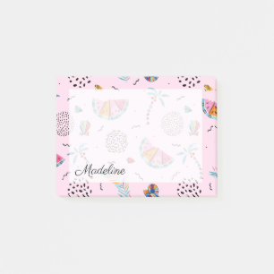 Tropiskt rosa Memphis stilmönster Post-it Block