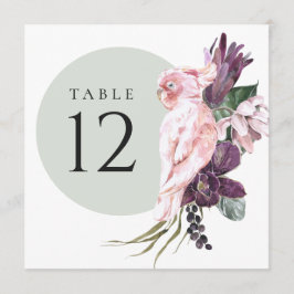 Tropiskt Rosa Parrot- och Protea-Bordsnummer-kort Inbjudningar
