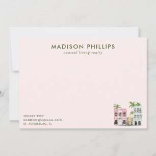 Tropiskt Rosa Personlig Realtor Stationery Anteckningskort